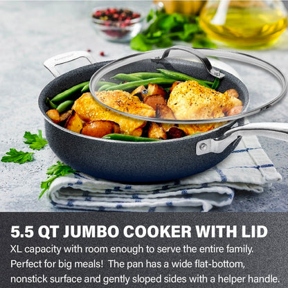 Granitestone 5.5-qt. Jumbo Cooker with Tempered Glass Lid