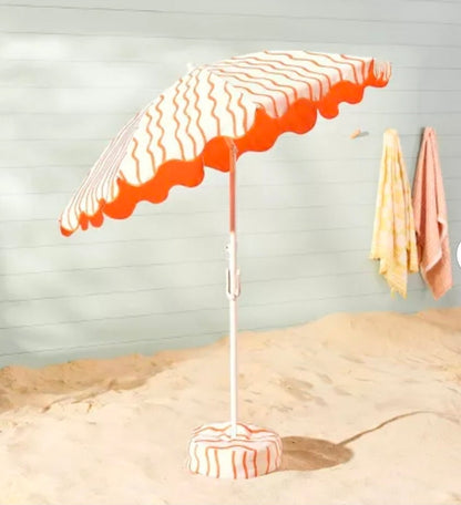 6' Round Striped Beach Umbrella Orange PICKUP ONLY