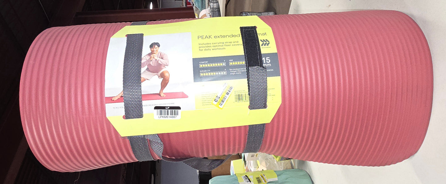 Premium Fitness Yoga Mat 15mm  - All In Motion™: Standard Size, Low Tack Grip, Solid Pattern PICKUP ONLY