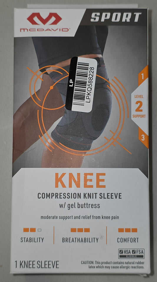 McDavid Sport Compression Knit Knee Sleeve with Gel Buttress - (S/M): Tendonitis & Arthritis Support Level 2