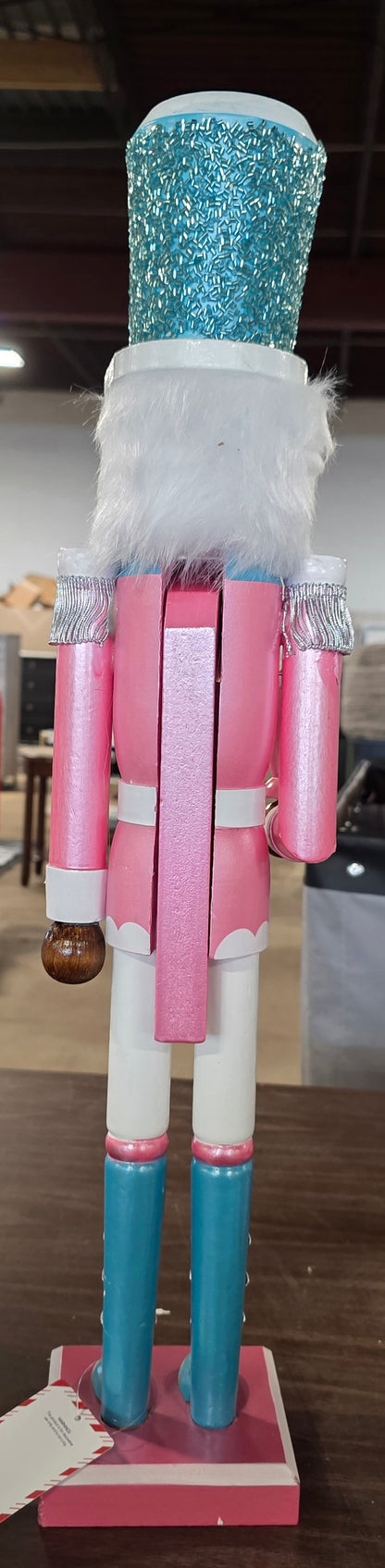 North Pole Trading Co. 24” Pink Wood Nutcracker 2025 Brown Tone