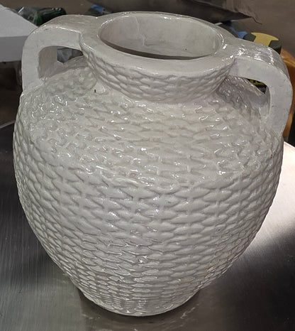 10.5" Small Woven Texture Ceramic Vase Cream - Threshold™ designed with Studio McGee