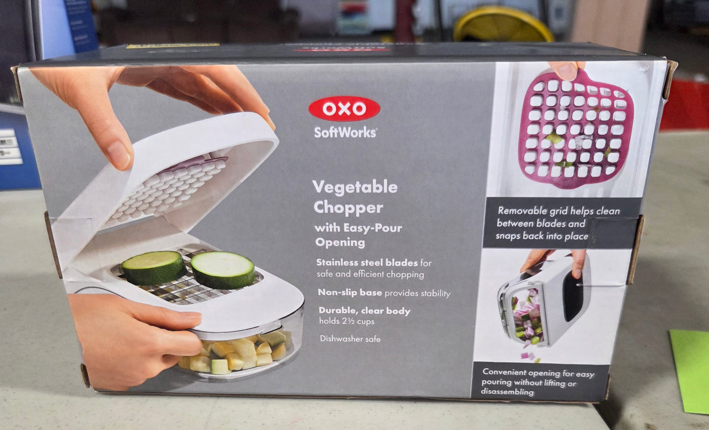 THRIFTY 70 - OXO softworks vegetable chopper with easy pour opening - AS IS - USED - FINAL SALE - NO RETURNS