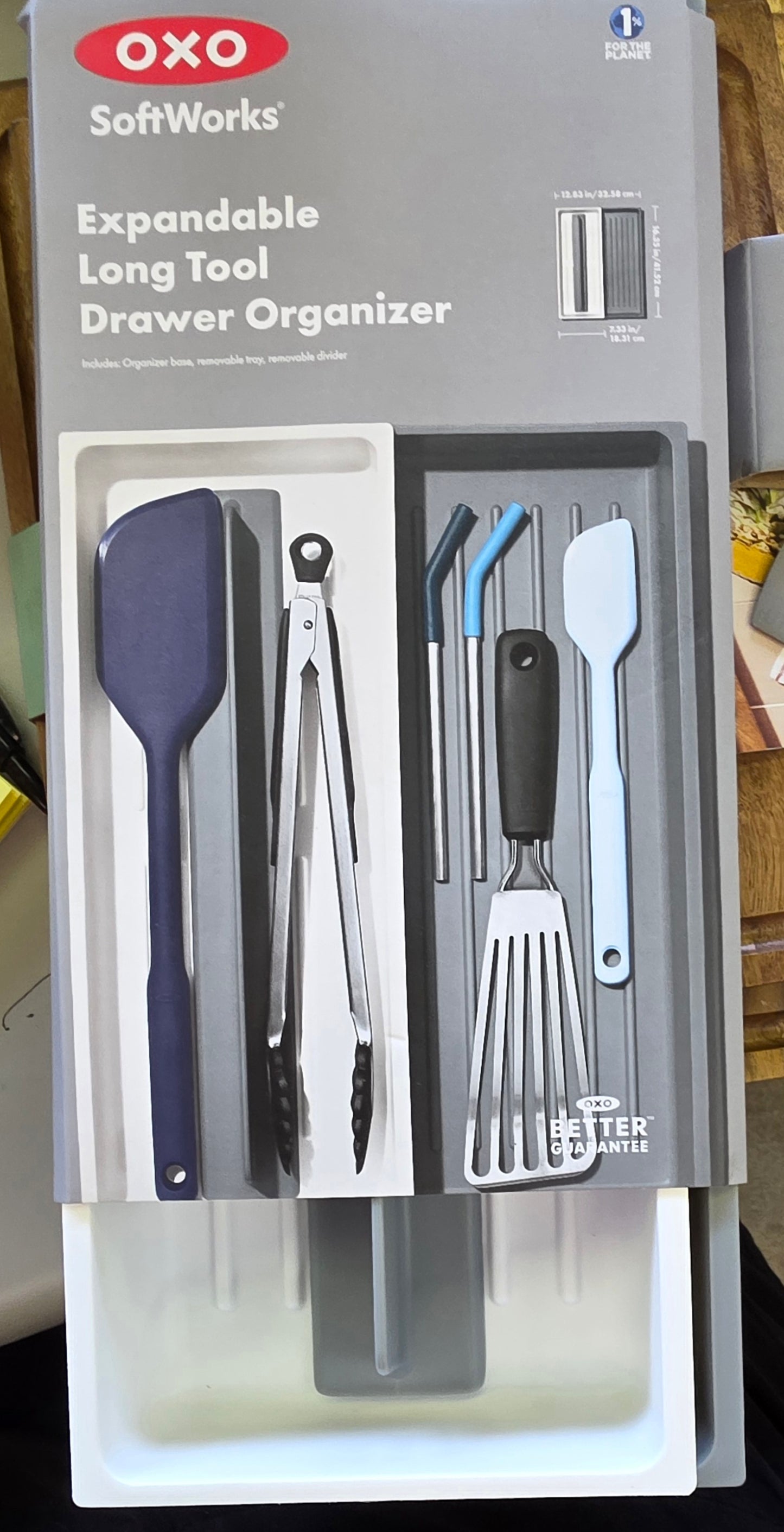 OXO Long Handled Tool Organizer: Utensil & Kitchen Drawer Storage, White/Gray