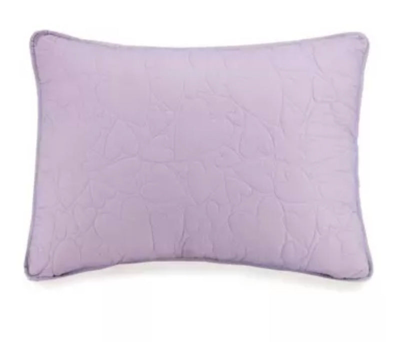 4Pc Twin Heart Kids' Quilt Set Lavender - Urban Playground: Girls Bedding Set with Decorative Pillows, Embroidered Details