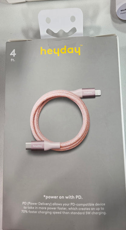4ft USB-C to Lightning Braided Cable - heyday™ Cosmetic Pink