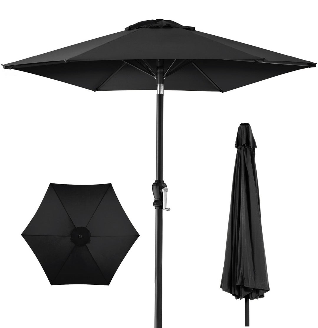Best Choice Products 10ft Outdoor Steel Market Patio Umbrella w/ Crank, Tilt Push Button, 6 Ribs - Black PICKUP ONLY