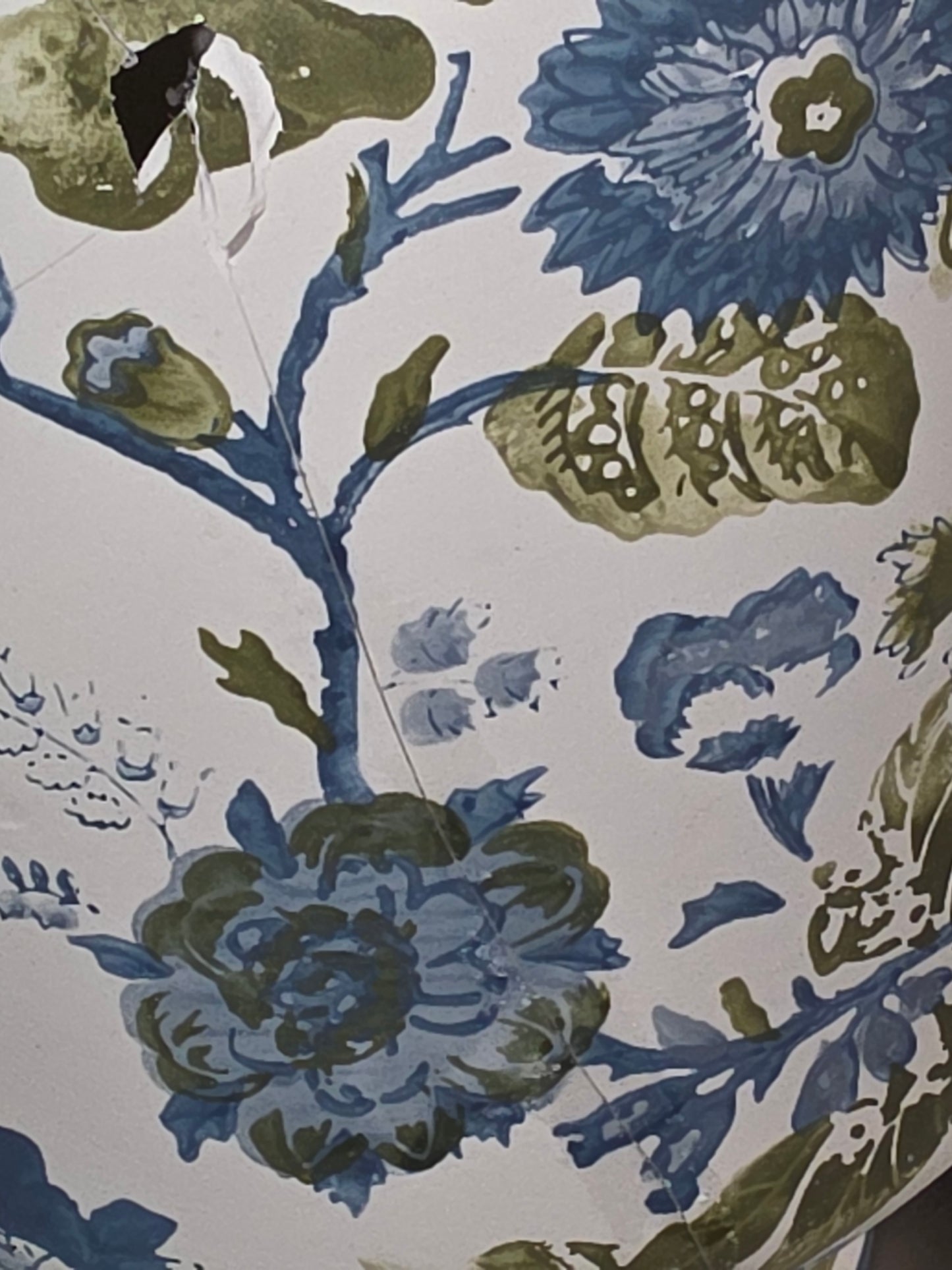 THRIFTY: 12" Tall Floral Painted Ceramic Vase Blue/Green - Threshold™ AS-IS PICKUP ONLY