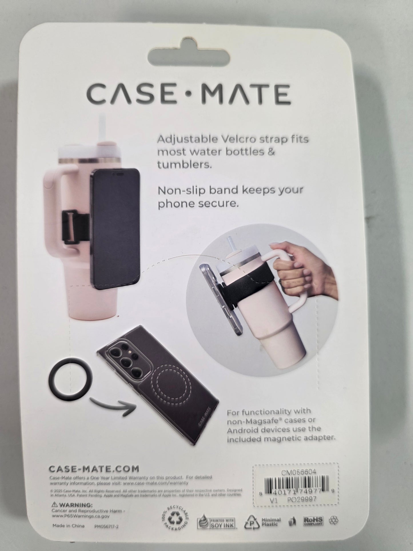Case-Mate Magnetic Water Bottle Phone Holder - Black: Silicone & Nylon Device Mount