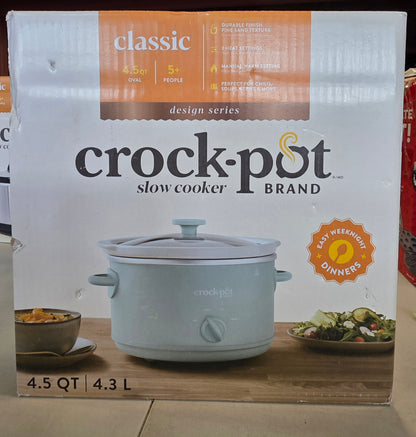 Crock Pot Slow Cooker Oval 4.5 QT Ocean Fog Color