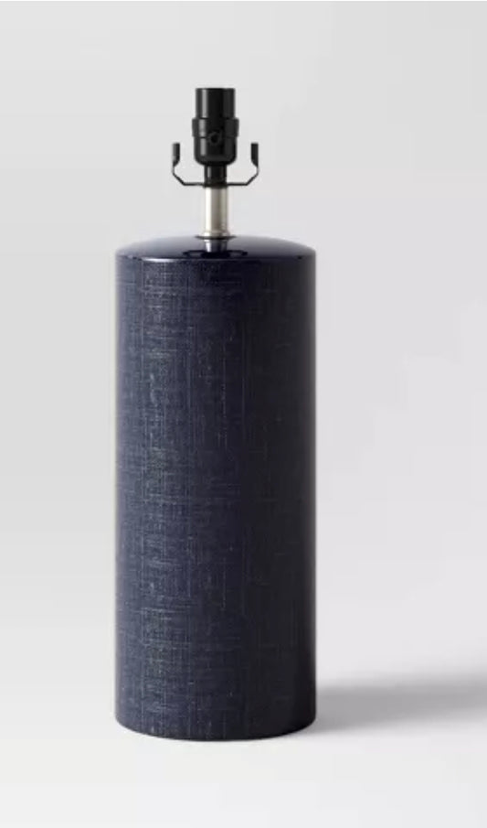 20"x6.5" Linen Textured Ceramic Large Lamp Base Dark Blue - Threshold™ PICKUP ONLY
