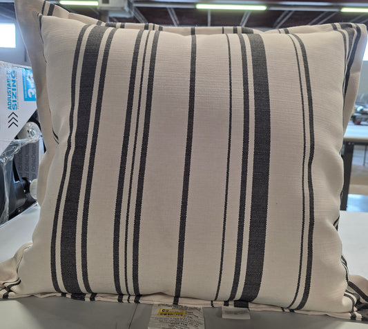 Woven Stripe Deep Patio Pillow  Black/Ivory - Threshold™ PICKUP ONLY