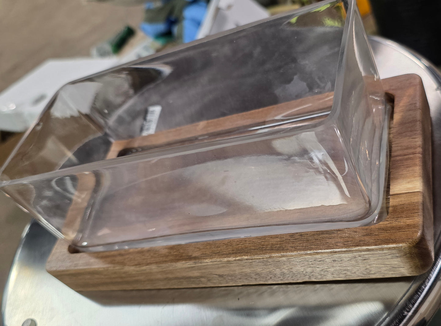 Medium Glass Terrarium with Wood Base Rectangular Natural Wood 10.83"x5.59"x4" - Threshold™