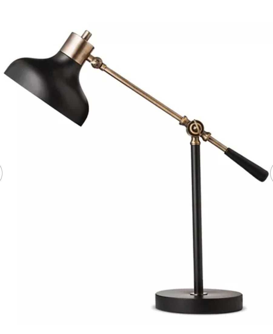 Crosby Schoolhouse Desk Lamp Black: Adjustable Stand, ETL Listed, Metal Shade