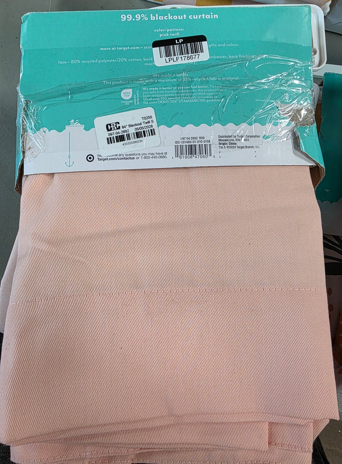 Blackout Curtain 42" x 84" Blackout Twill Solid Kids' Panel Pink