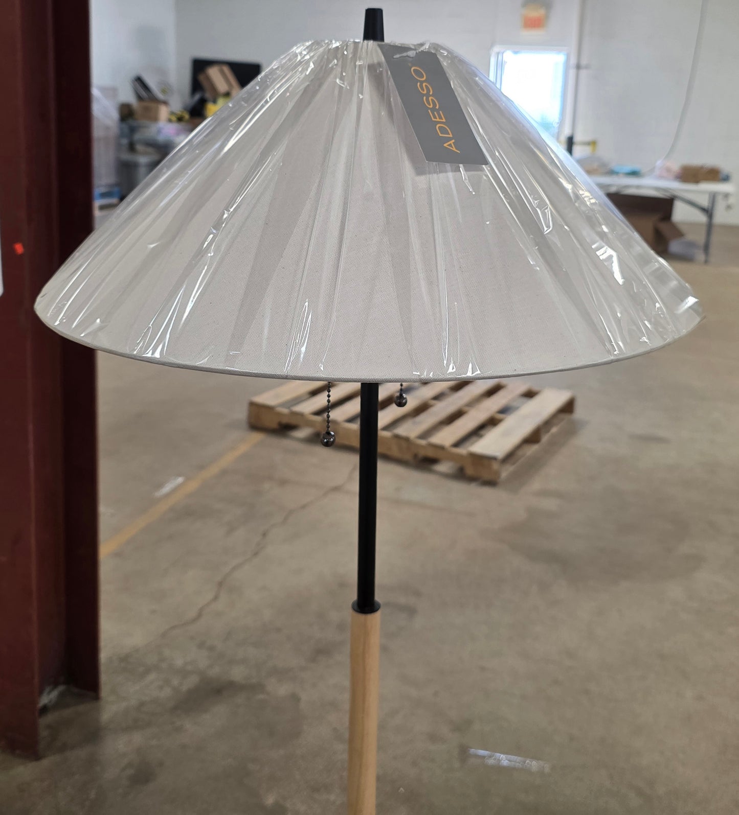 Palmer Floor Lamp Black/Natural - Adesso: Contemporary Standing Lamp with Pull Chain