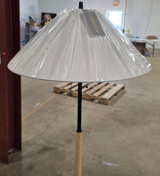 Palmer Floor Lamp Black/Natural - Adesso: Contemporary Standing Lamp with Pull Chain