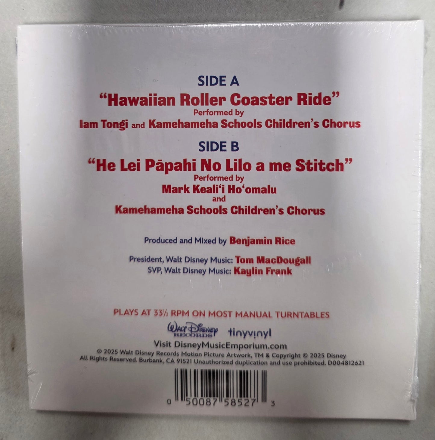 Mark Keali'i Ho'omalu, Kamehameha Schools Tiny Vinyl Edition - Hawaiian Roller Coaster Ride/He Mele No Lilo (vinyl 4 inch)