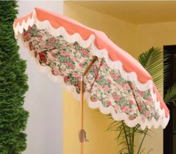 7.5' Fringed Dome Outdoor Patio Umbrella PICKUP ONLY