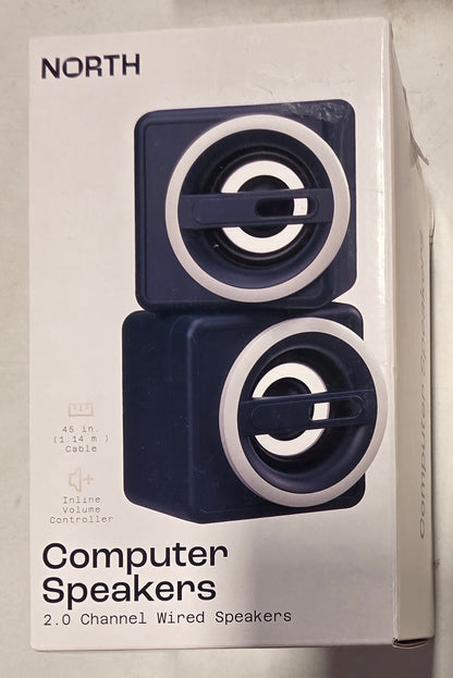 North Computer Speakers - Navy Blue: 3.5mm Jack, Lightweight Design