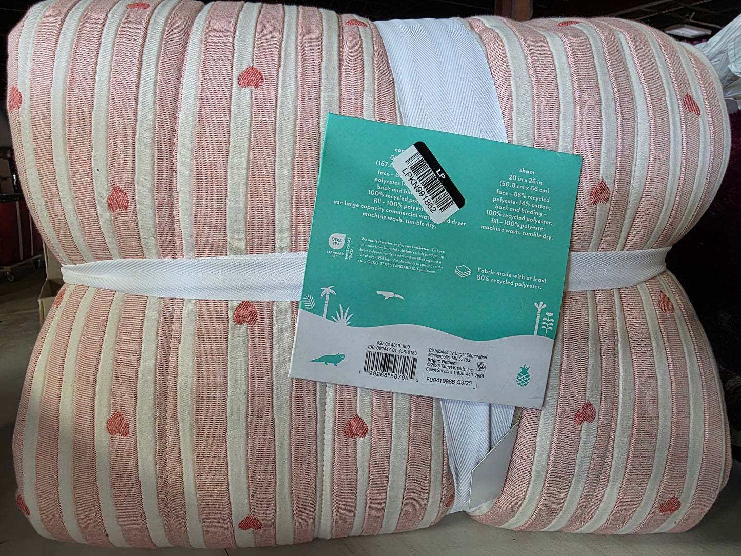 Twin Heart Stripe Quilt Set