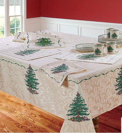 Spode Christmas Tree Tablecloth 60" x 102" for Oblong & Oval Tables