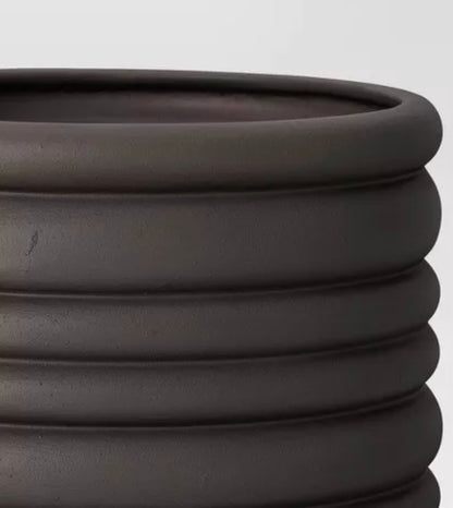 Banded Stoneware Indoor Outdoor Planter Pot Charcoal Gray
