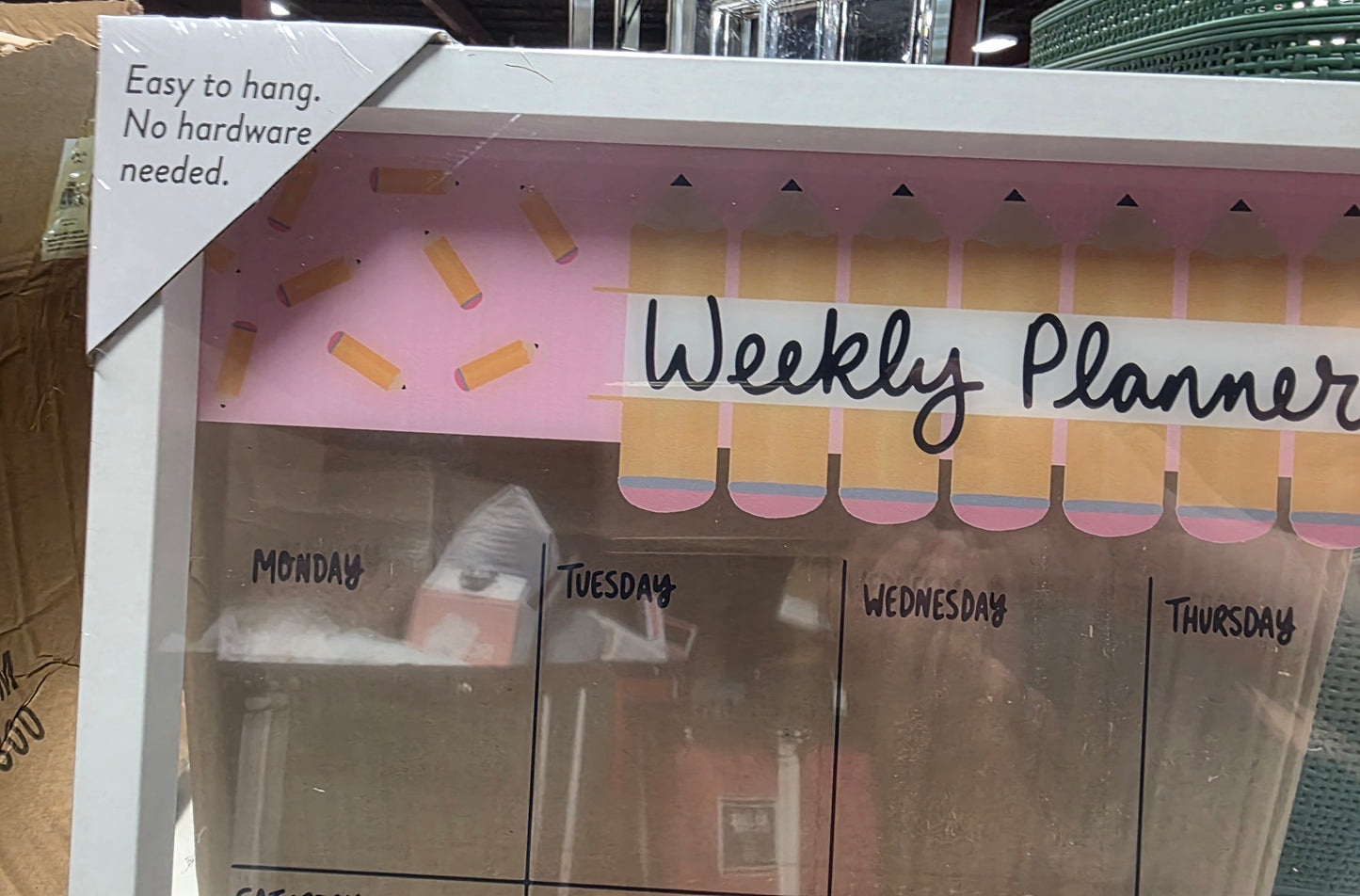 weekly planner acrylic whiteboard school pencils Clear