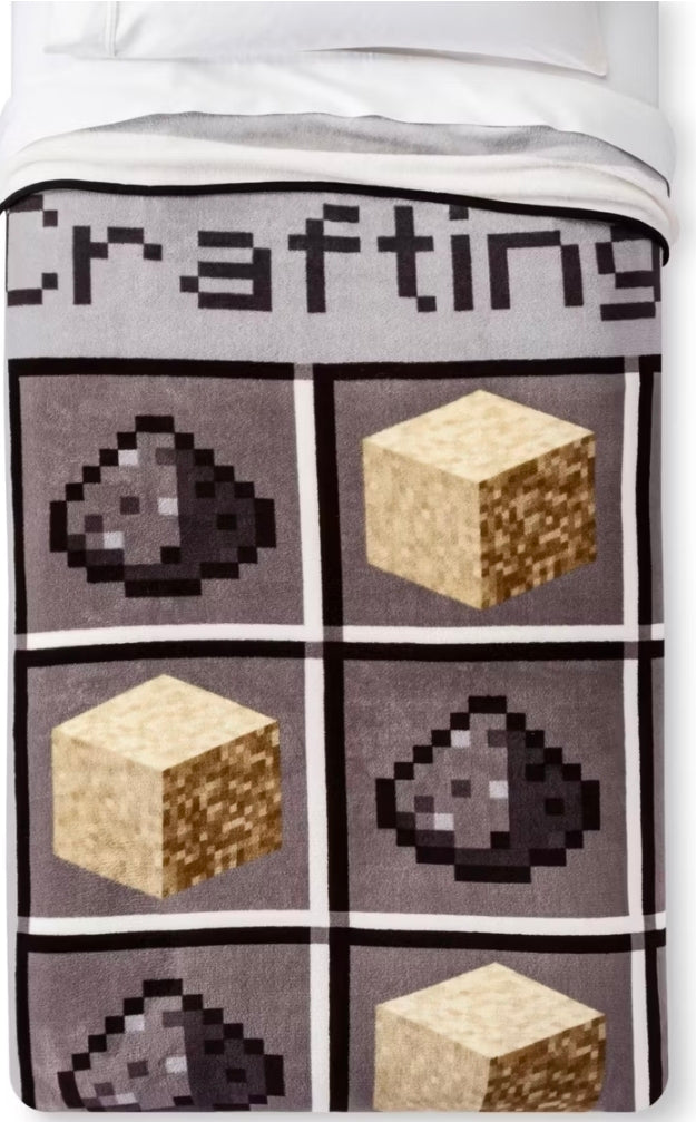 Minecraft Twin Bed Kids' Blanket Gray