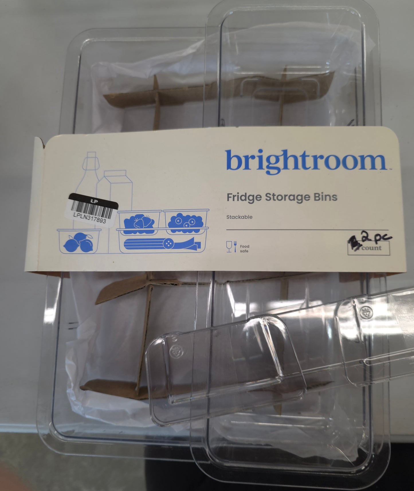 Fridge Storage Bins, 2 Bins & dividers AS-IS