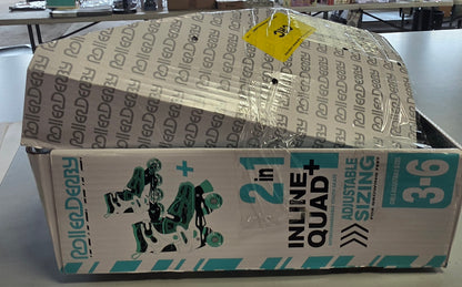 Roller Derby Mint Prodigy Kids' Adjustable Inline-Quad Combo Skates - White/Mint Green M (3-6)  AS-IS PICKUP ONLY