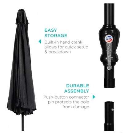 Best Choice Products 10ft Outdoor Steel Market Patio Umbrella w/ Crank, Tilt Push Button, 6 Ribs - Black PICKUP ONLY