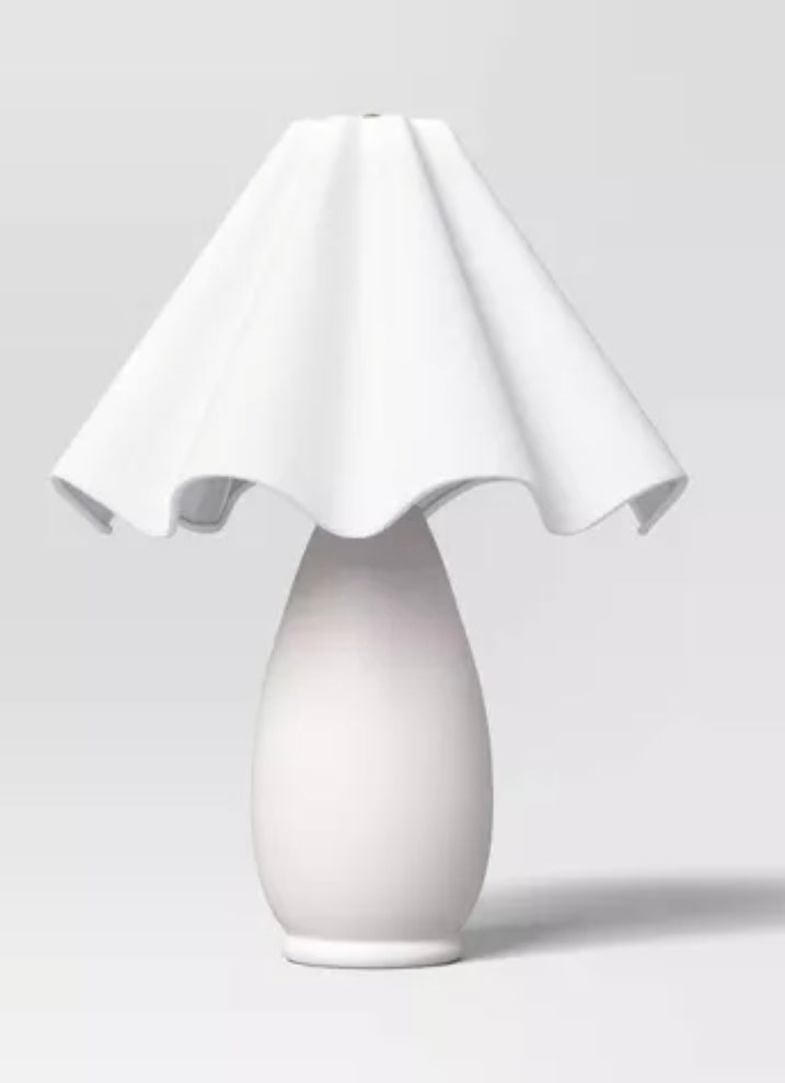 Wavy Shade Collection with Ceramic Base Table Lamp White