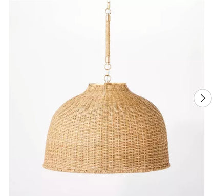 Large Seagrass Pendant Table Lamp Brown - Jute Drum Shade,  Adjustable Height -PICKUP ONLY