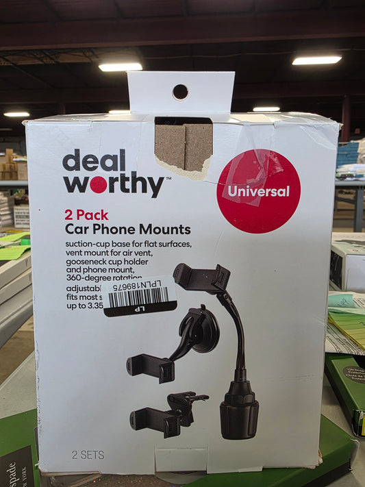 Car Mount (2-in-1) Matte Finish 2 pk - dealworthy™ Black
