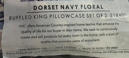 VHC Brands Dorset Navy Floral Pillowcase Set of 2 King