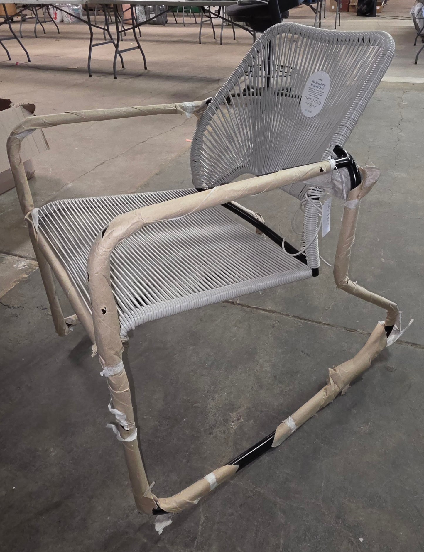 Outdoor Patio Rocking Chair Gray with Black Frame - AS-IS for PICKUP ONLY