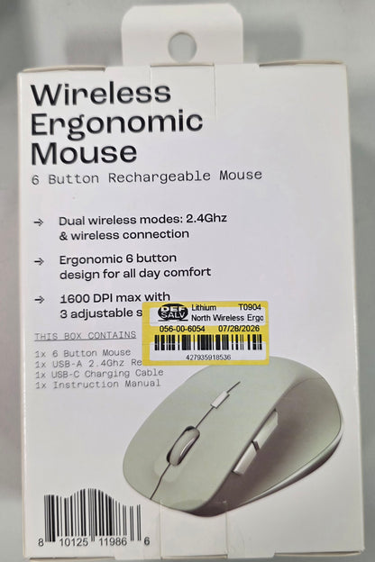 North Wireless Ergonomic 6 Button Mouse - Light Mint Green