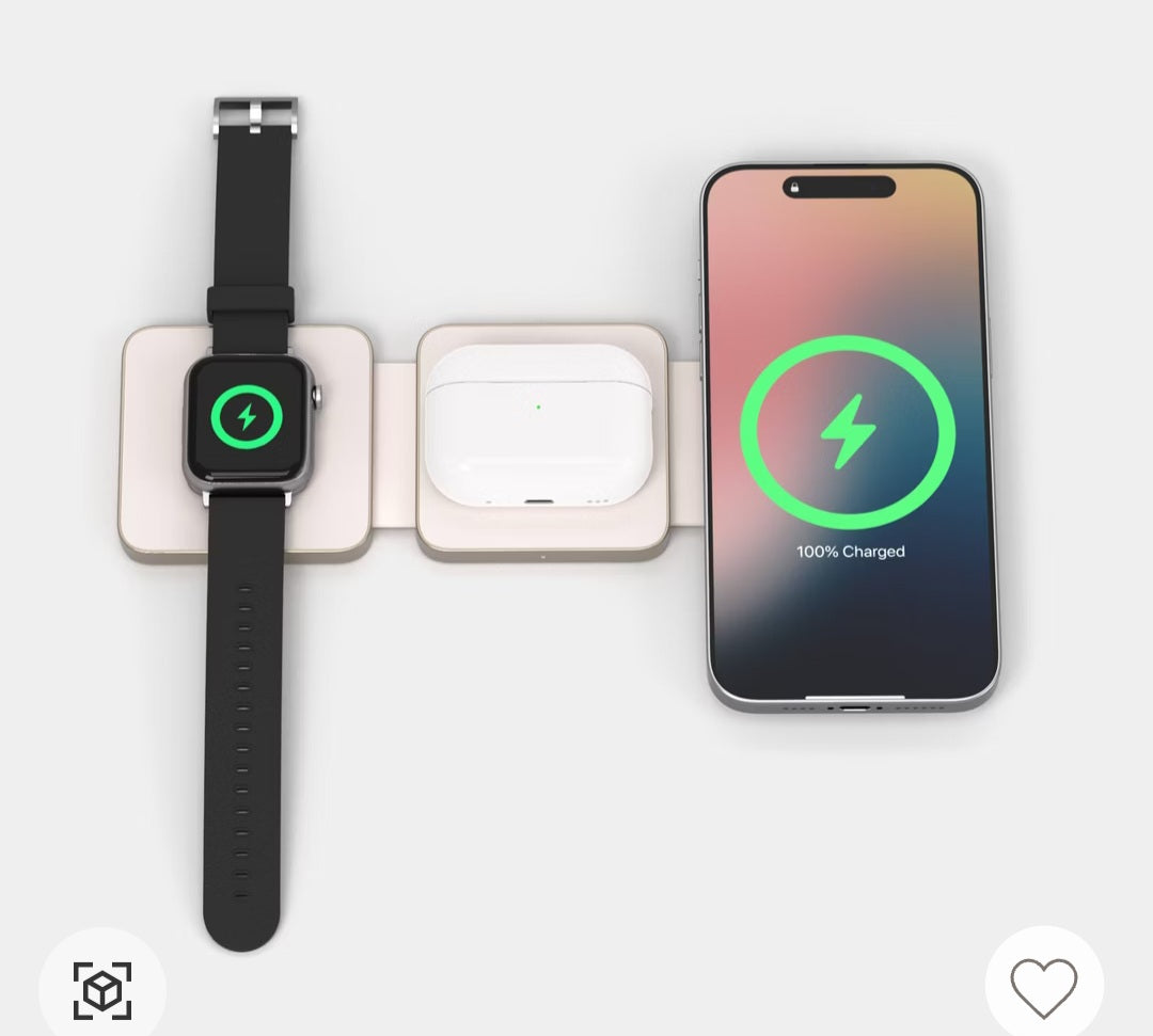 THRIFTY 70 - Qi2 wireless 3-in-1 folding charger pad - Stone White - AS IS - USED - FINAL SALE - NO RETURNS
