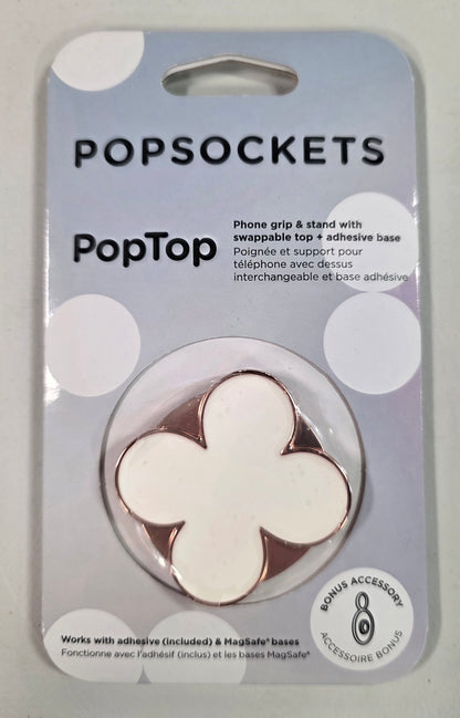 PopSockets PopTop, Phone and Device Grip & Stand, TOP ONLY (Base Sold Separately) - Enamel Clover Rose Gold