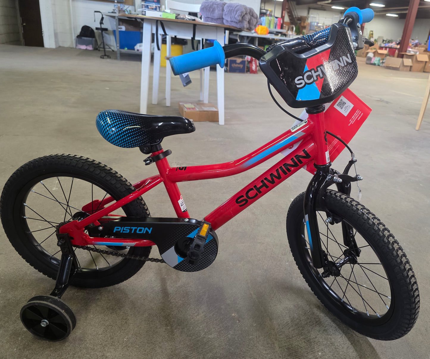 Schwinn Piston 16" Kids' Bike - Black/Blue/Red w/Yraining Wheels PICKUP ONLY