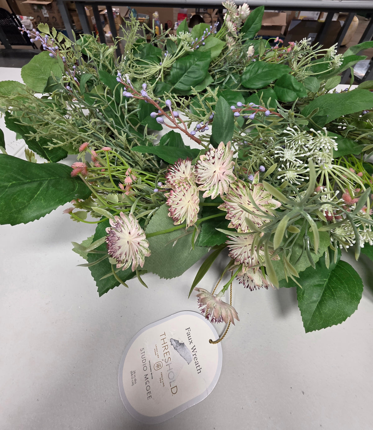 Faux Wreath 26" Wildflower Outdoor Reath Studio McGee  PICKUP ONLY
