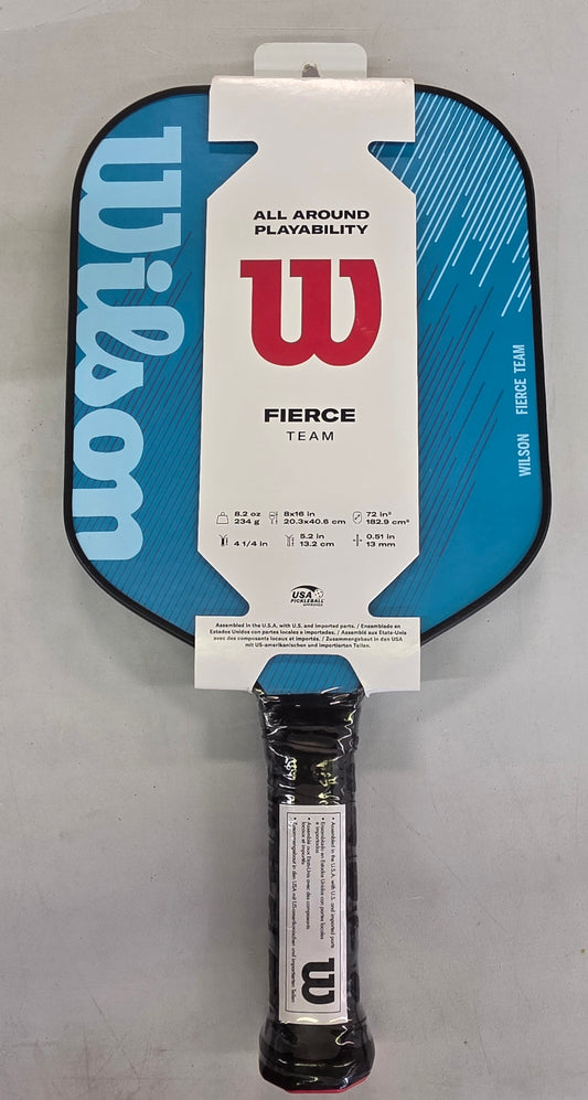 Wilson 16'' Fierce Team Traditional Pickleball Paddle - Blue: Fiberglass Material, 4-1/4" Grip Size