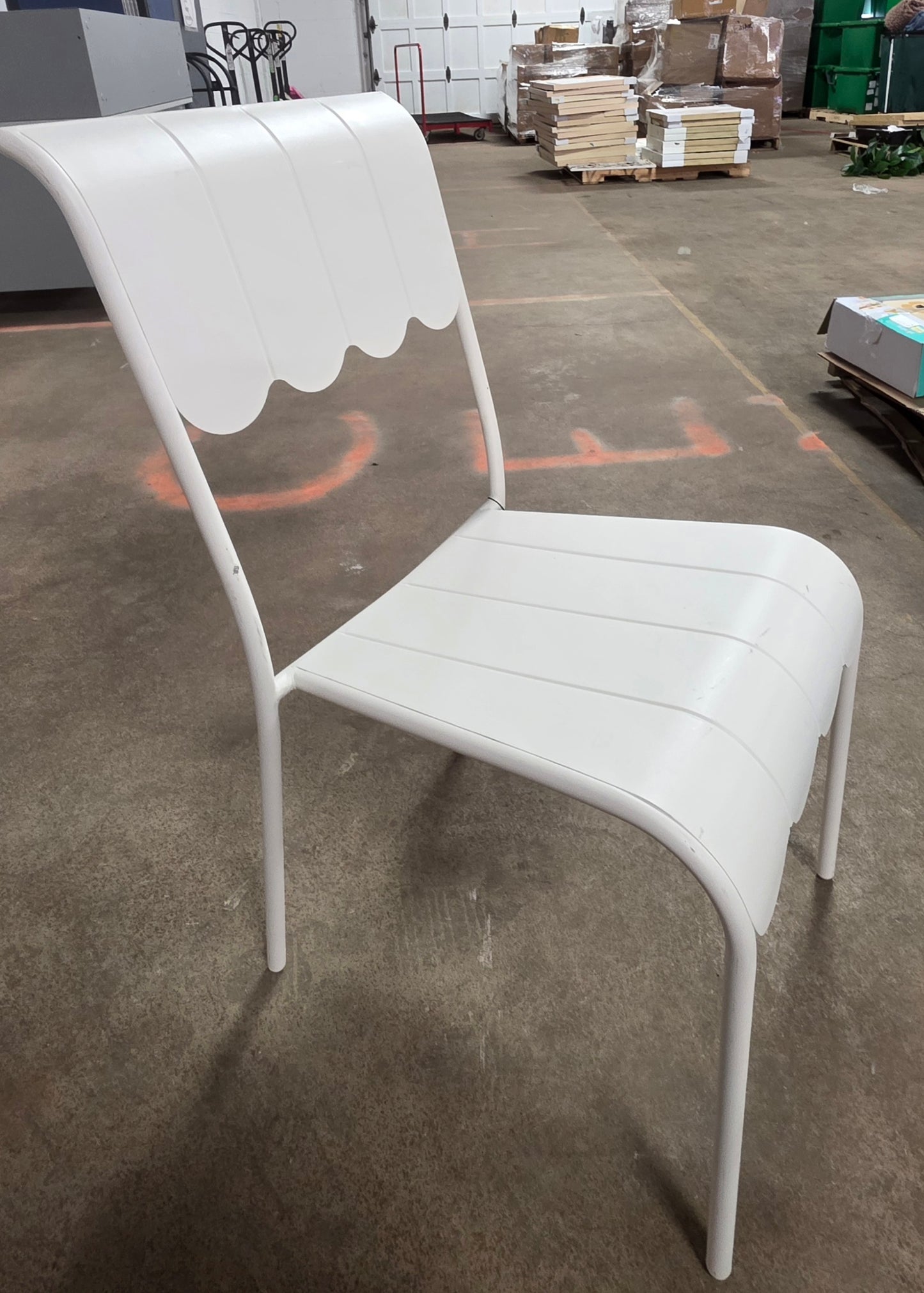 Scallop Slat Outdoor Armless Patio Dining Stacking Chair Cream - Room Essentials™  PICKUP ONLY