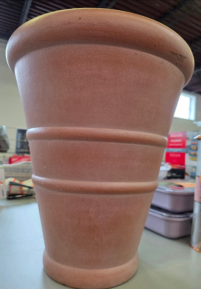 Classic Ribbed Composite Indoor Outdoor Planter Pot 14"x14"x16" Terracotta Pink