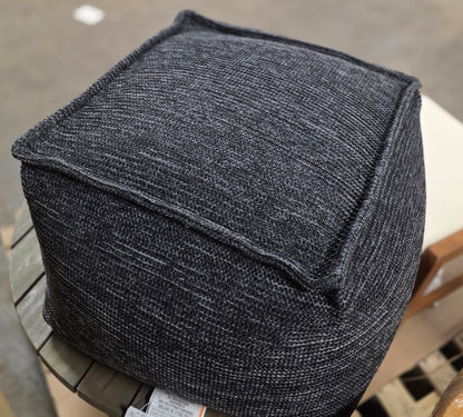 15"x20" Faux Natural Knit Patio Pouf Black/Gray - Threshold™