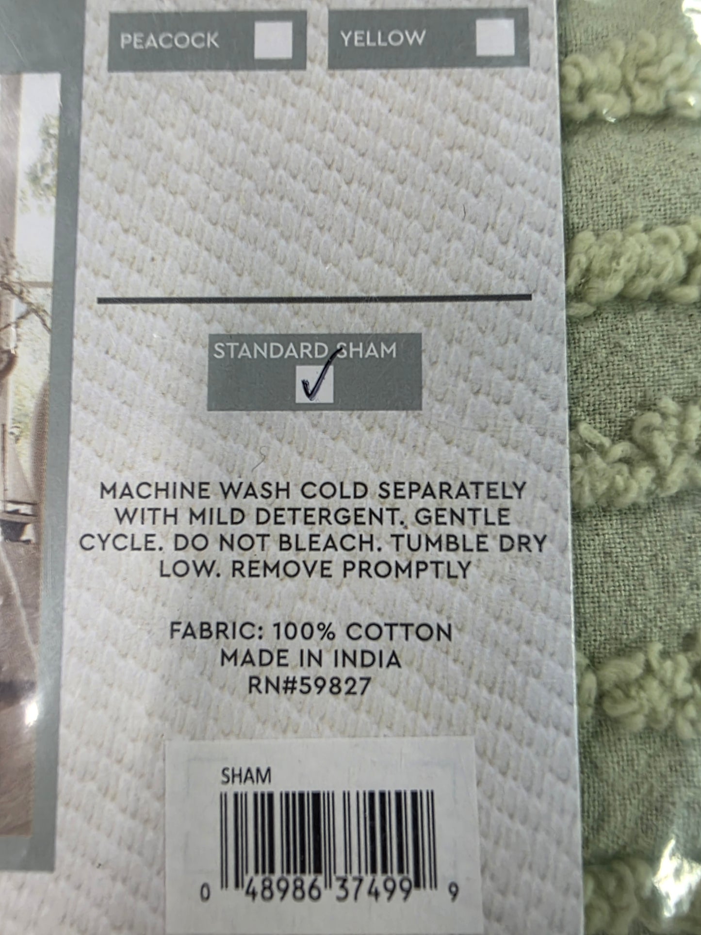 Chenille Sham Sage 1pc