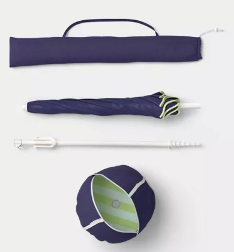6' Round Beach Umbrella Navy Blue - Room Essentials™ PICKUP ONLY