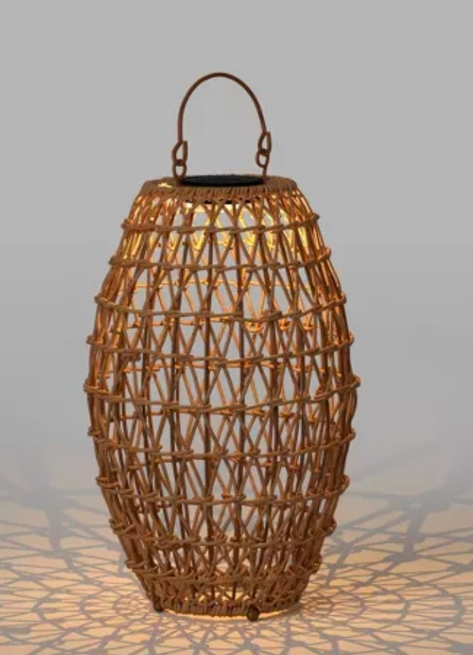 Open Weave Solar LED Medium Outdoor Lantern 17.5" Tall