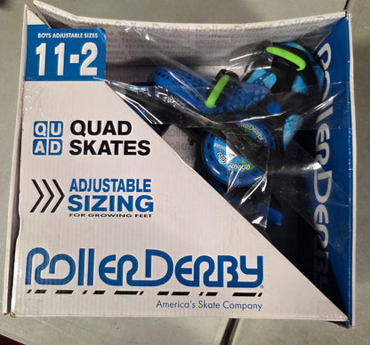 Roller derby sport kids' roller skate - dinosaur blue/black size 11-2 - OPEN BOX - USED - PICK UP ONLY